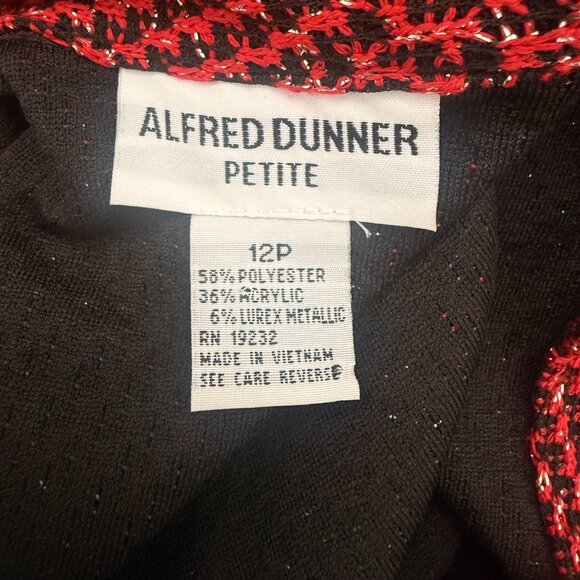 Alfred Dunner Petite Red & Black Metallic Knit Zip-Front Jacket | Size 12P - Picture 10 of 12